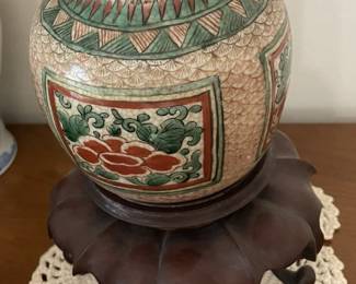 Antique Chinese hand painted jar lamp.