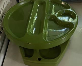 Vintage avocado divided plates.