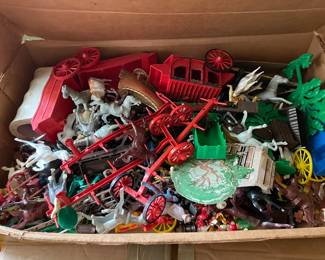 Set of plastic cowboys and Indians.