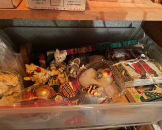 Huge selection of vintage Christmas decorations.