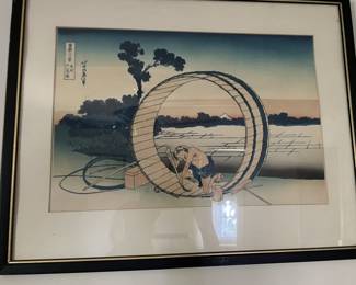 Hokusai woodblock print-Fuji view field in Owari Province.