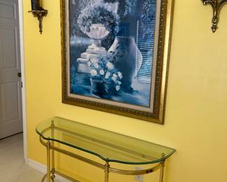 Brass & Glass sofa table