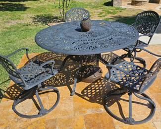 wrought iron table and chairs
