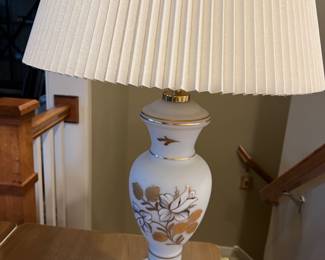 Frosted Glass Lamps Gold Floral Motif Painting