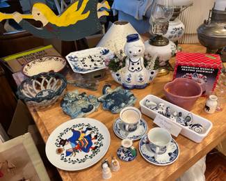 Hand painted Delft.  Antique windup Delft clock