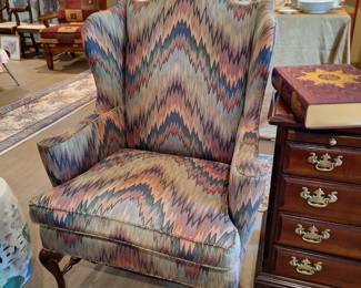 beautiful wingback with flame stitch fabric by Woodmark. American Made!!
