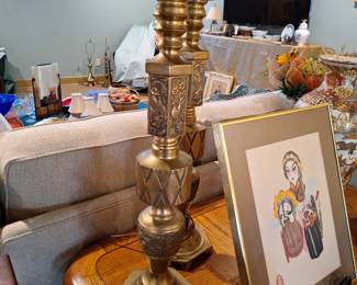 Vintage 1950s Frederick Cooper Brass Lamps