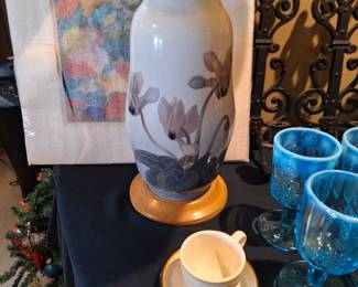 Vintage Royal Copenhagen Art Nouveau Vase Lamp