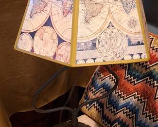 wrought iron lamp with globe shade