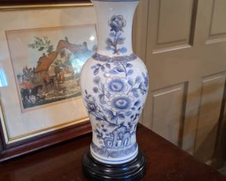 Blue & White Chinoiserie  Porcelain Lamp
