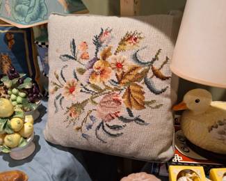 vintage needlepoint pillow
