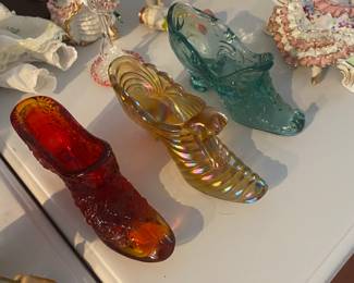 Fenton carnival glass shoes