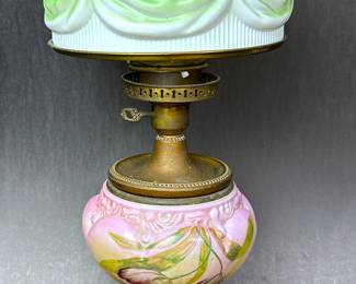 Antique kerosene lamp that has been electrified 