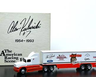 Diecast of Alan Kulwicki Hooters racing Transporter 