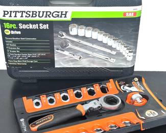 Pittsburgh 16 pc Socket Set and Tactix see-thru wrench.