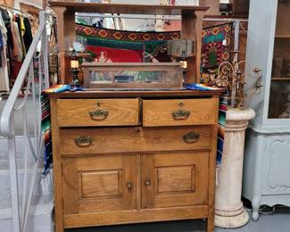 Antique shop display cabinet - all original solid oak