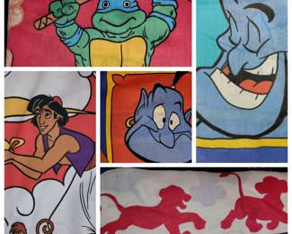 1980/90s twin sheets: Aladdin, Lion King, Ninja Turtles