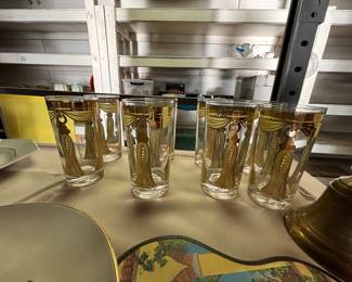 Vintage Mid Century Gold Tassel Glasses