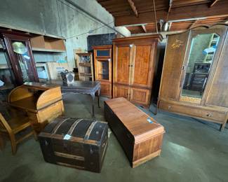Antique trunks desks wardrobes 