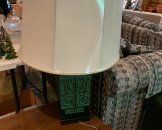 #65	Asian Metal Green  Lamp - (made in Japan) - Sold as a pair - 31" Tall	 $200.00 
