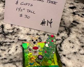 #14	Iris Arc Crystal Teddy Bear with Christmas Tree & Gifts 1.5" Tall	 $30.00 

