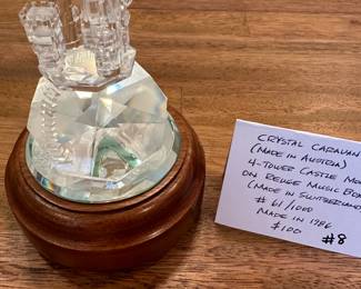 #8	Crystal Caravan (Made in Austria) 4-Tower Castle mounted on Reuge Music Box (Made in Switzerland) #61/1000 - Made I 1986	 $100.00 
