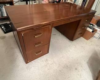 #174	Wood Arsenal Desk w/1 filing Drawer & 4 other drawers - Center locks (no key) - 60x30x28 - Heavy You Move	 $65.00 
