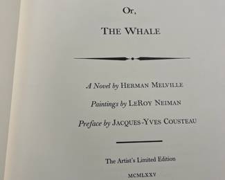 #166	A & E Leather Bound Moby Dick - 1975 w/illustrations by Leroy  Neiman  - 12x15 x3 w/case 	 $200.00 
