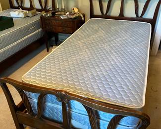 #2	Set of 2 Twin Beds w/Sealy Posturepedic Mattress/Boxsprings - Frame As is Scratches	 $200.00 
