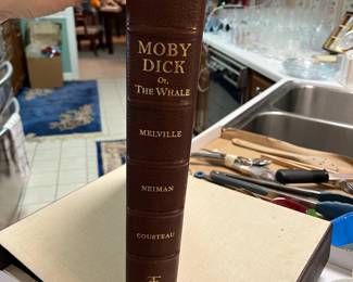 #166	A & E Leather Bound Moby Dick - 1975 w/illustrations by Leroy  Neiman  - 12x15 x3 w/case 	 $200.00 
