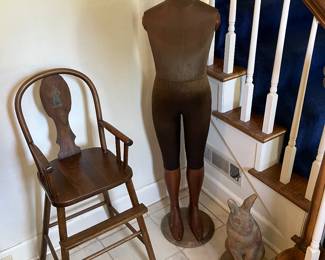 Antique High Chair and Dress Dummy
