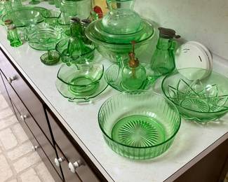 Vintage Green Depression Glass