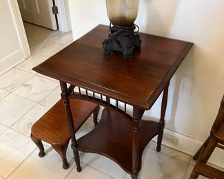 Antique Side Table and Stool