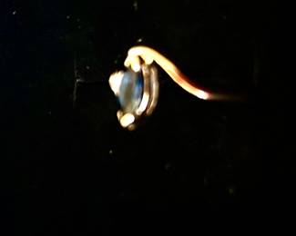 Adorable tiny 10K tiny sapphire and diamond baby ring