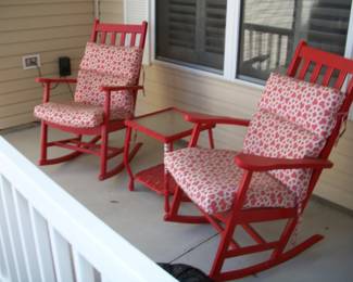 2 - Red Rocking chair(s)  Red End Table