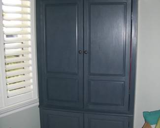 Bluish Gray 4 Door Media Armoire