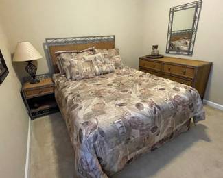 Queen Steel & Rattan bedroom set (includes lingerie chest, pictured separately)