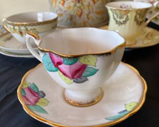1950's Queen Anne "Roses" Teacup & Saucer