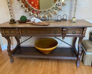 Dark Oak English Jacobean Console Table