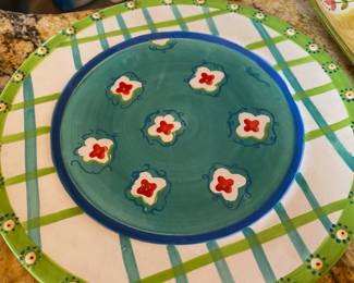 Green/Multicolored Kimberly Hodges Ceramic Dinner Plate