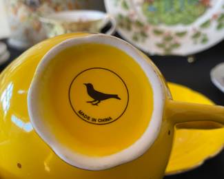 Anthropologie "Blue Bird" Teacup & Saucer