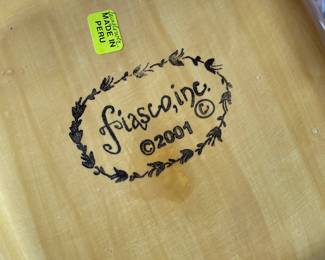 2001 Fiasco Inc Yellow/Floral Square Platter - Made in Peru