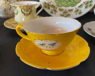 Anthropologie "Blue Bird" Teacup & Saucer