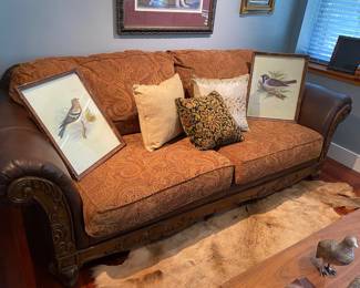 2 Cushion Paisley & Leather Love Seat