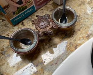 Metal Turtle Salt Spice Cellar with Two Wells