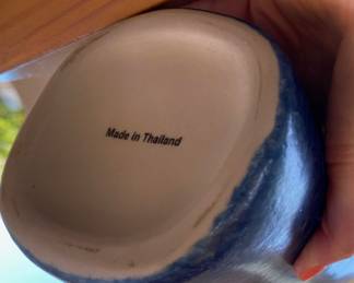 Cobalt Blue Cylinder Pottery Vase - Made In Thailand