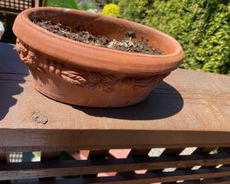 Terra Cotta Oval Planter with Garland Design