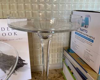 Pedestal Compote Clear Glass Fruit Bowl