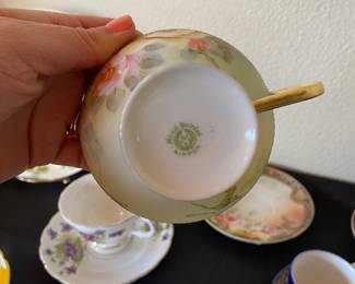 Nippon Hand Painted Demitasse Cup & Saucer with Rose Pattern - Made in Japan