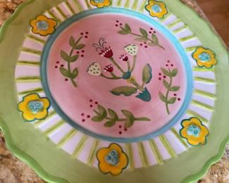 Green, Pink & Blue Kimberly Hodges Ceramic Dinner Plate